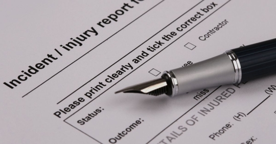 Pen on incident report paper